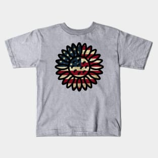 American Flag Sunflower Kids T-Shirt